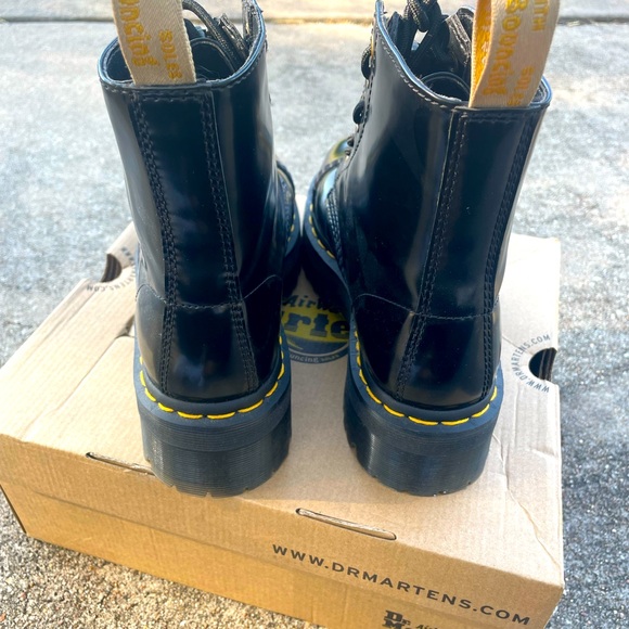 Dr. Martens Black Glossy Combat Boots with Chunky Sole - Picture 3 of 5